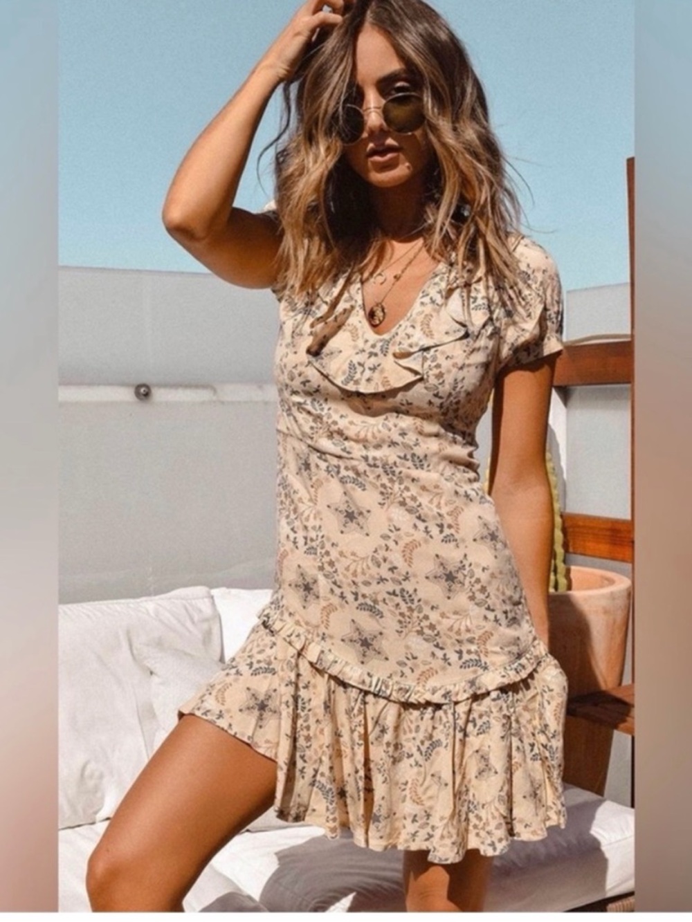 Spell & The Gypsy Celestial Play Mini Dress Cream Medium